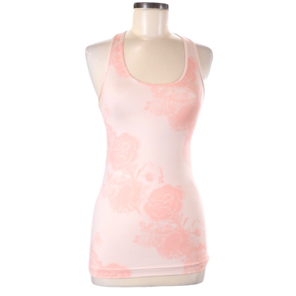 Lululemon Cool Racerback Tank Light Floral Pink Rose Size 8